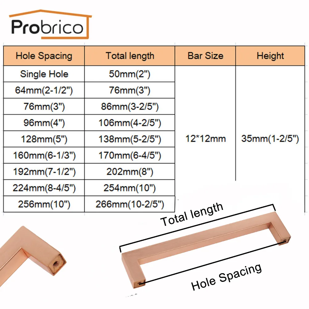 Probrico, 5 шт., розовое золото, кухонная мебель, ручки для шкафа, нержавеющая сталь, ручки для шкафа, Золотая Роза, фурнитура для ящика, комод