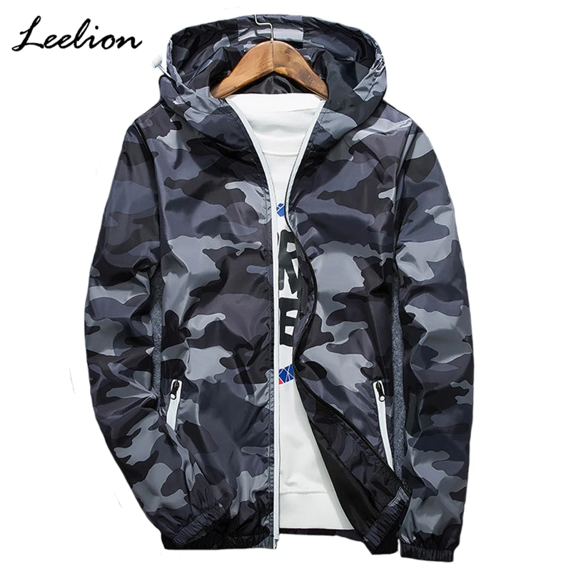 LeeLion 2018 Reflective Camouflage font b Jacket b font Men Zipper Cardigan Hooded Coat Spring Fashion
