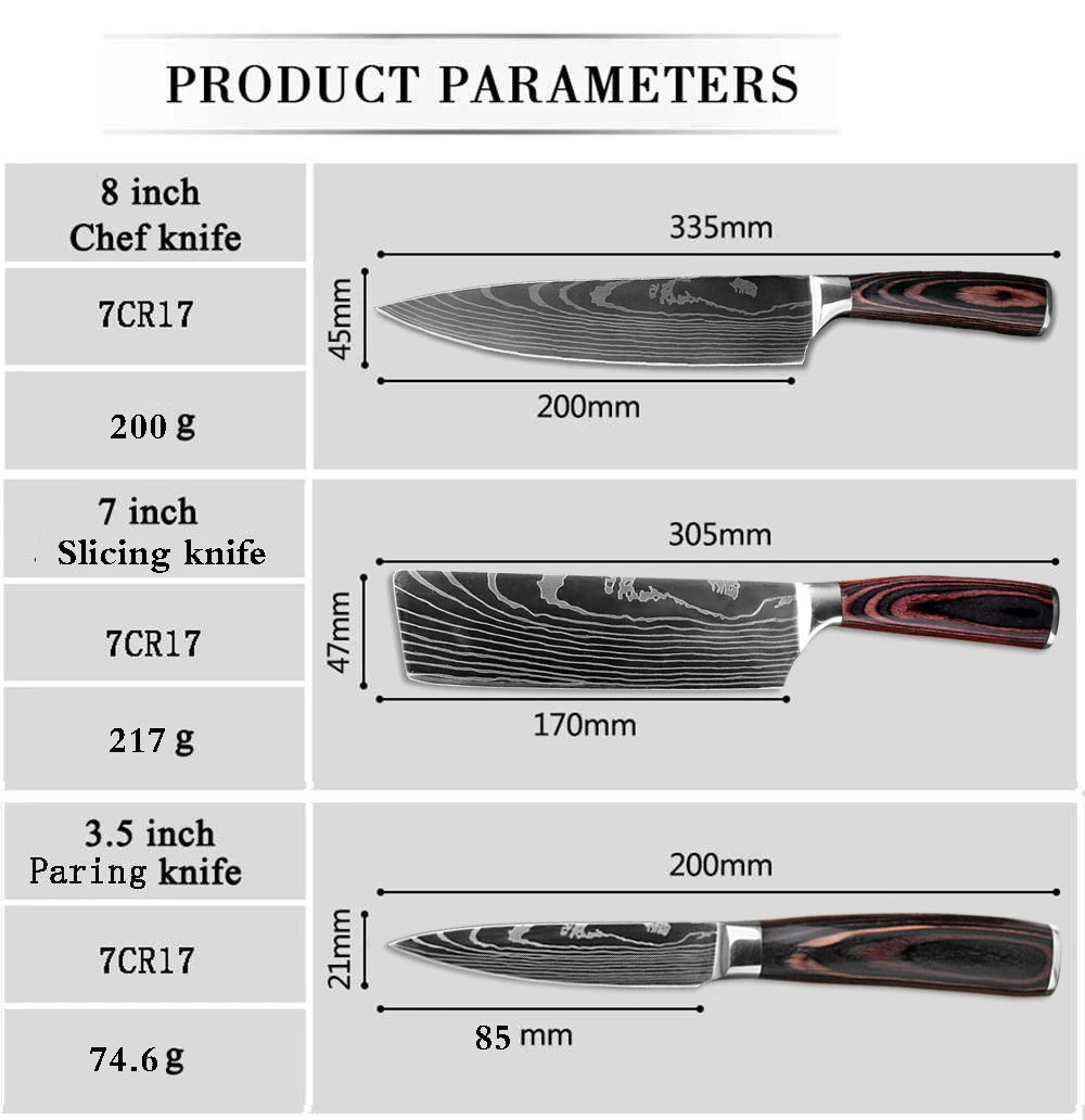 XITUO набор кухонных ножей из нержавеющей стали 7CR17, нож шеф-повара в японском стиле, универсальный нож для хлеба, мяса, кухонный нож для фруктов, инструмент