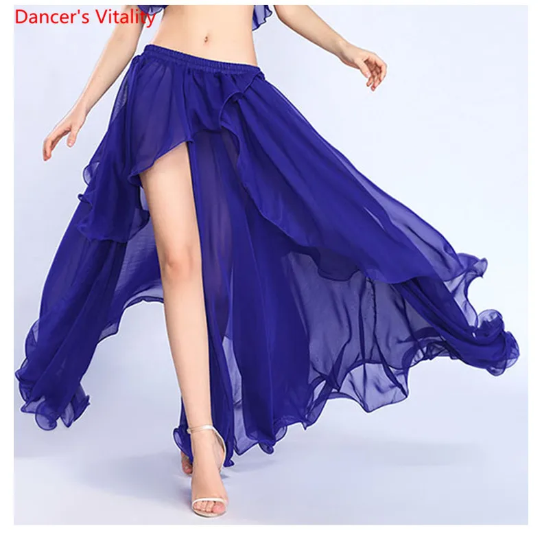 Professional Competition Sexy Chiffon For Women Belly Dance Skirt Maxi Costume Dancer Dress11 Color; Free Shipping