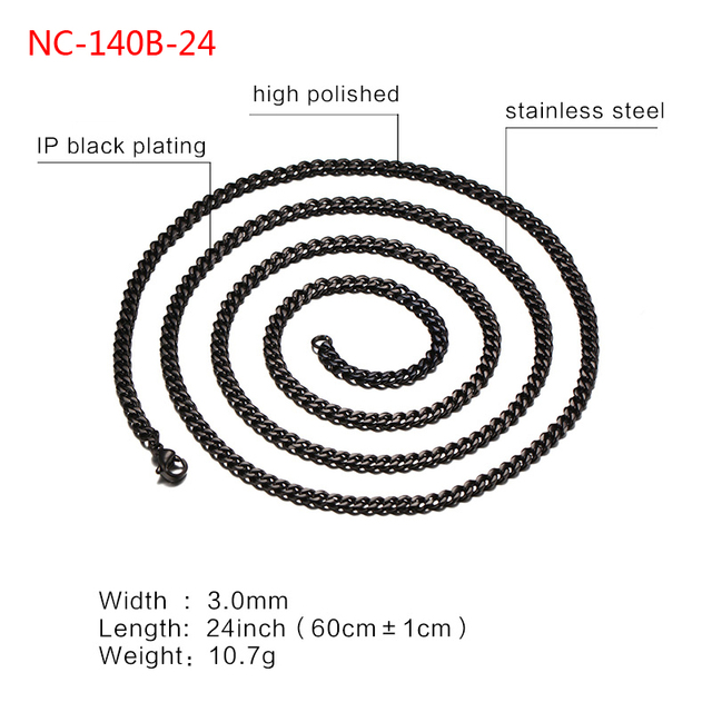 Fashion Stainless Steel 24/30inch Long Chains Necklaces For Men 3mm/5mm/7mm Wide Gold-Color Necklace Chain Jewelry