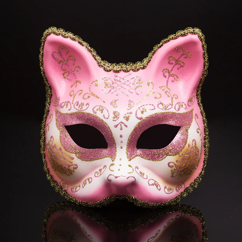 Big/Small Cat Child Cosplay Half Face Mask Party Princess Halloween Lace Mask For Party Show Masquerade Festival Mask