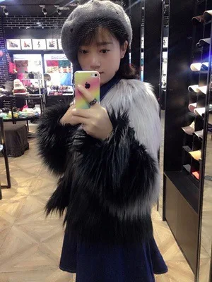 Women Long Hair Contrast Faux Fur Coat Jacket In Soft Touch Coats
