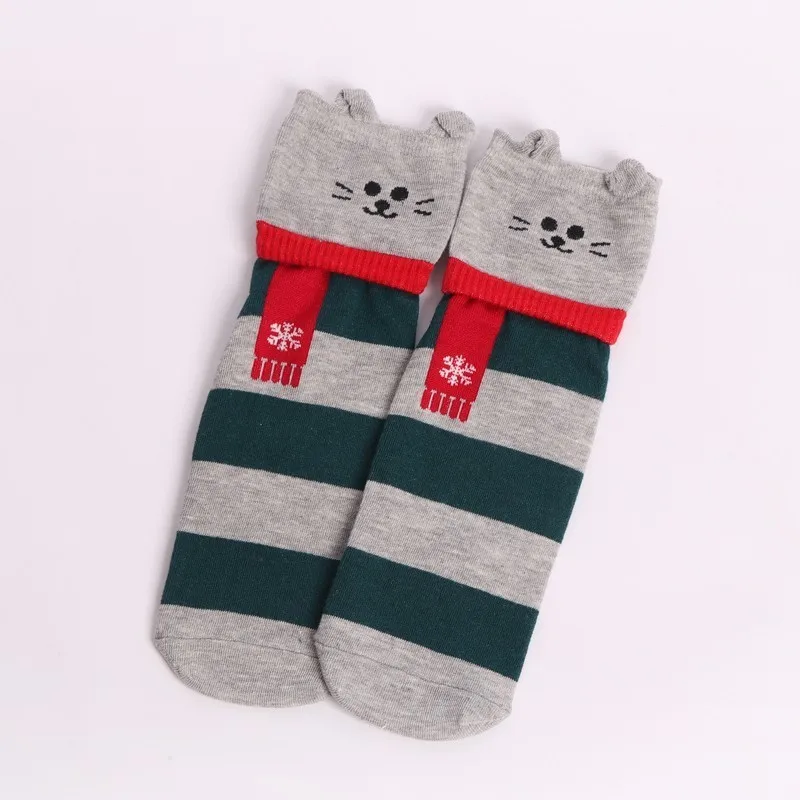 Дизайн, Короткие Носки с рисунком животных, женские носки до щиколотки с рисунком из мультфильма, женские модные забавные носки, хлопковые чулки на Рождество - Цвет: Gray