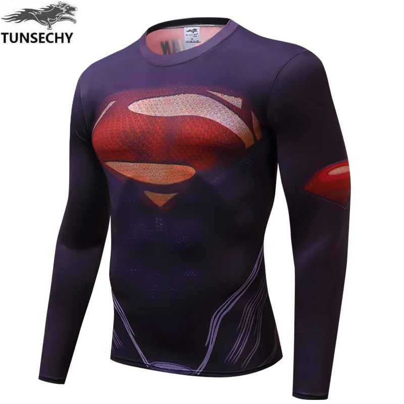 

2019 superhero captain America 2 spiderman/superman/batman breathable long-sleeved T-shirt + free shipping