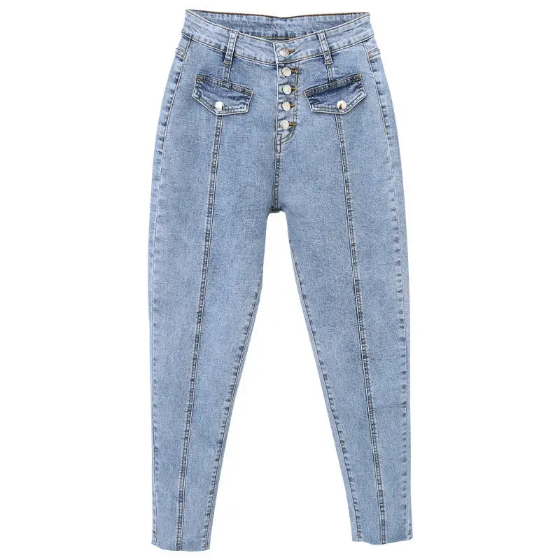 

XXXXXL Plus Size Stretch Women Jeans Single-Breasted High Waist Jeans Femme Denim Harem Pants Women Loose Boyfriend Jeans C5515