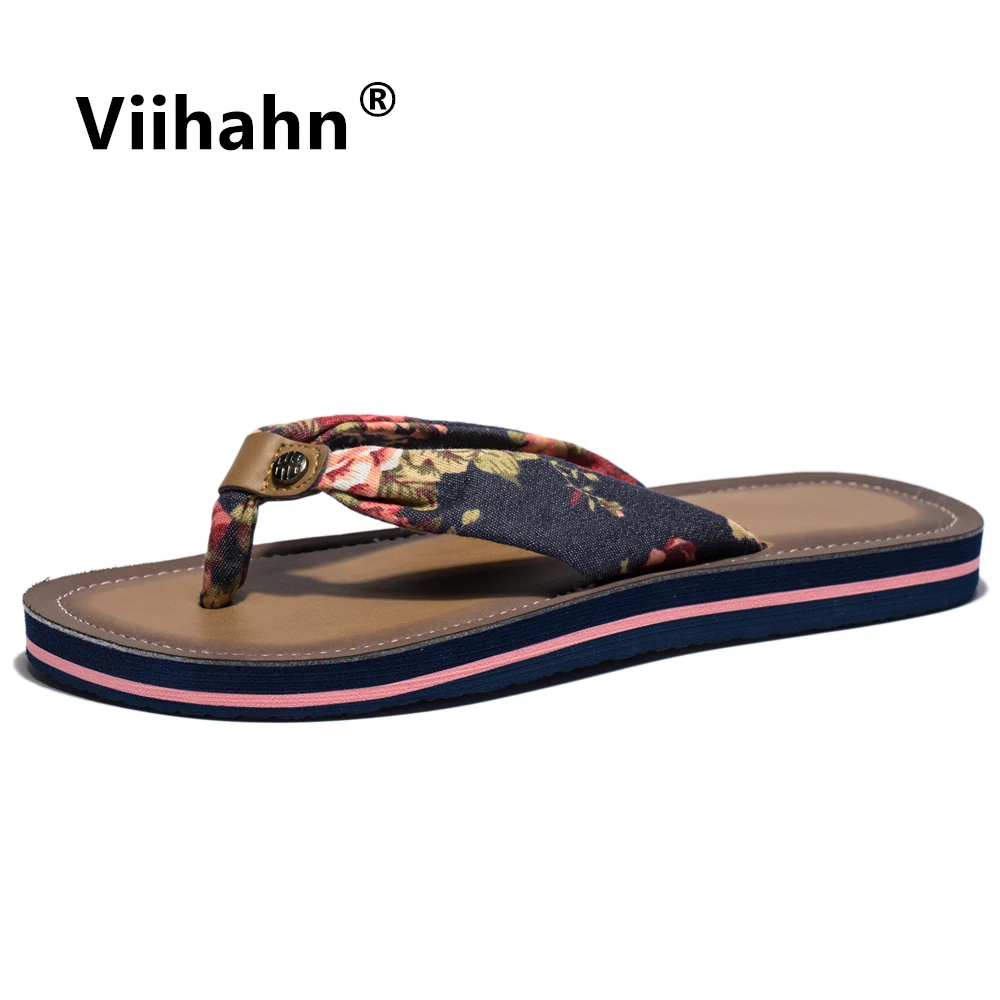 

Viihahn Women Flip Flops Summer Women Flowers Flats Slippers Beach sandals Pius Size 36-42