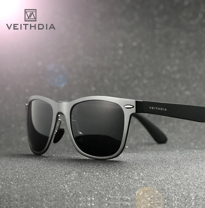 Online Gafas de sol con espejo polarizadas marca VEITHDIA Unisex cuadradas de aluminio para hombres accesorios para gafas femeninas