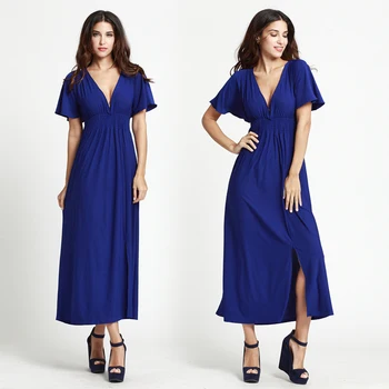 

Women Summer Blue Bohemian Dress Cotton Maxi Dresses From India