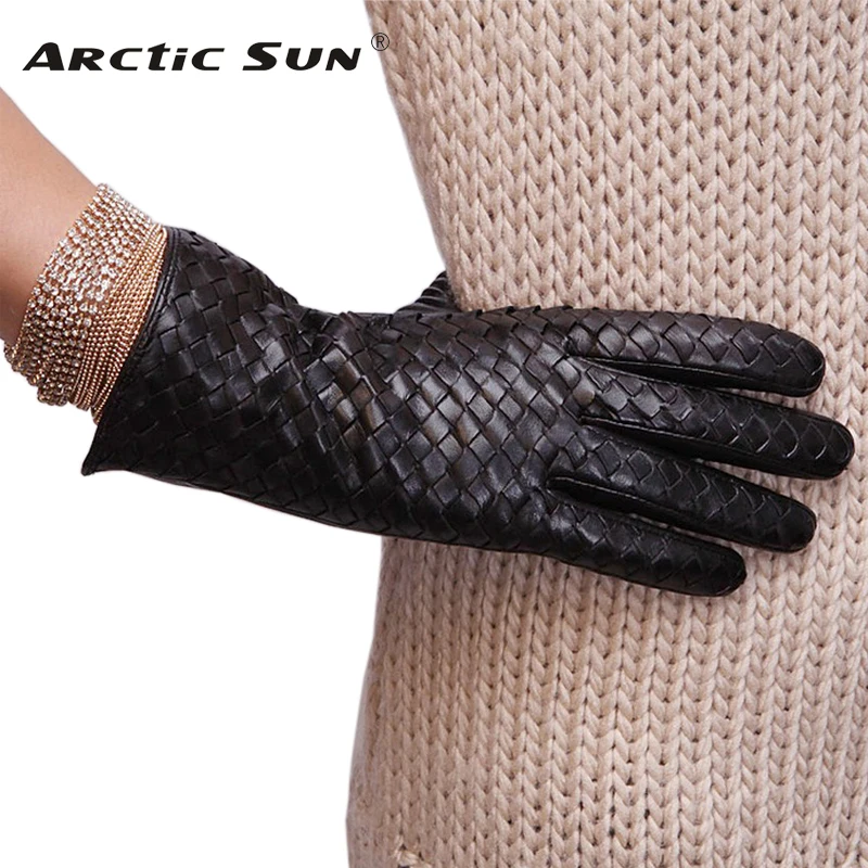 Новый 2019 продажа Для женщин перчатки Мода Ткачество замша натуральная кожа теплые зимние перчатки наручные сплошной овчины Бесплатная