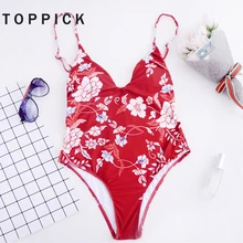 Topick Maillot De Bain Femme, сексуальный купальник с открытой спиной, женский купальник с принтом, женский слитный купальник
