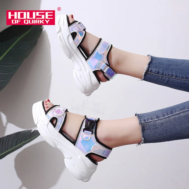 Cheap Sexy Open toed Women Sport Sandals Wedge Hollow Out Women Sandals Outdoor Cool Platform Shoes Women Beach Summer Shoes 2019 New