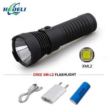 

Power display portable light powerful led flashlight torch USB penlight cree xml l2 Lanterna search 18650 or 26650 battery