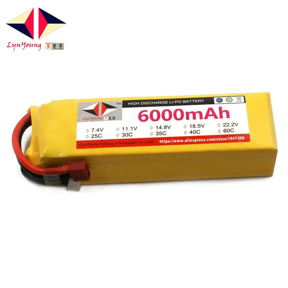 

LYNYOUNG RC airplane LiPo battery 14.8V 6000mAh 4S 60C-120C For car truck quadcopter helicopter drone