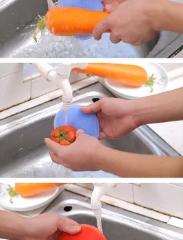 

Free Shipping 200pcs Wash Bowl Brushes for Kitchen Universal Brush Multipurpose Antibacterial Silicone Sponge Cleaning Dish