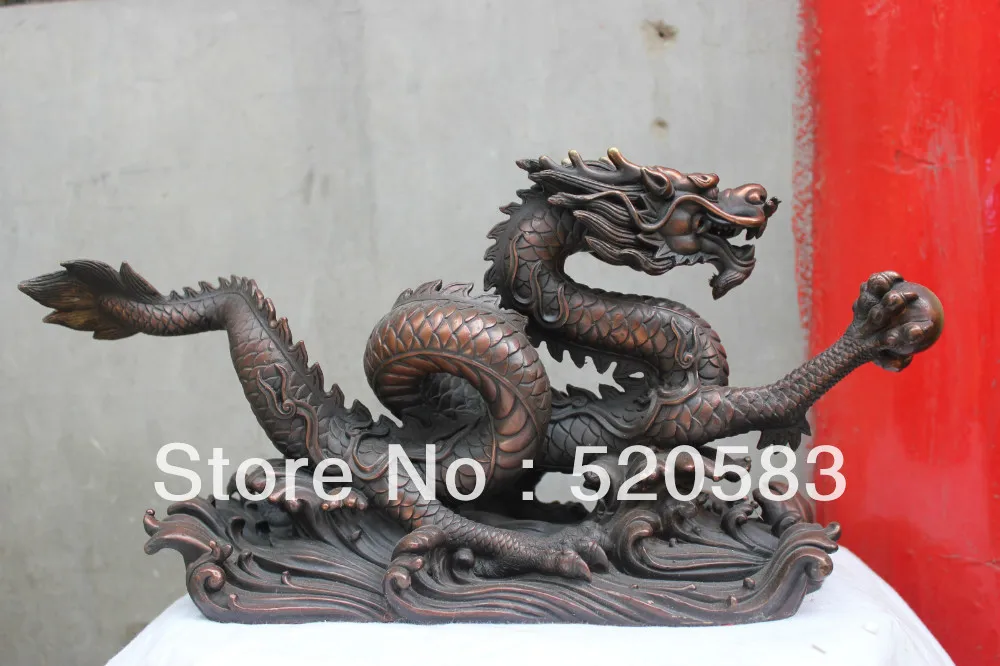 

Chinese Folk HandMade Bronze statue Red copper Dragon Happiness Auspicious Wish
