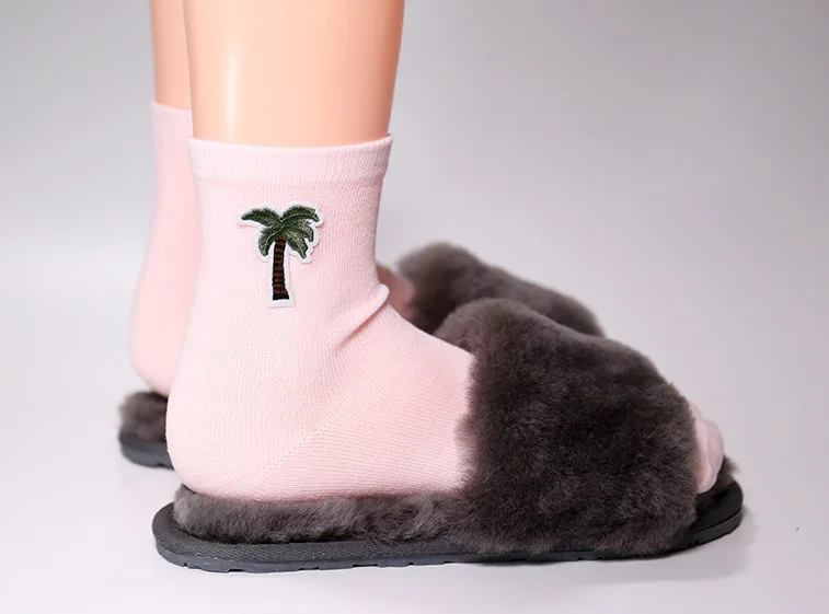 UNIKIWI. Шикарные женские носки фламинго. Повседневные носки по щиколотку с вышивкой и аппликацией кокосовых деревьев. Милые носки для девочек и девушек с мультяшными птицами Hosen