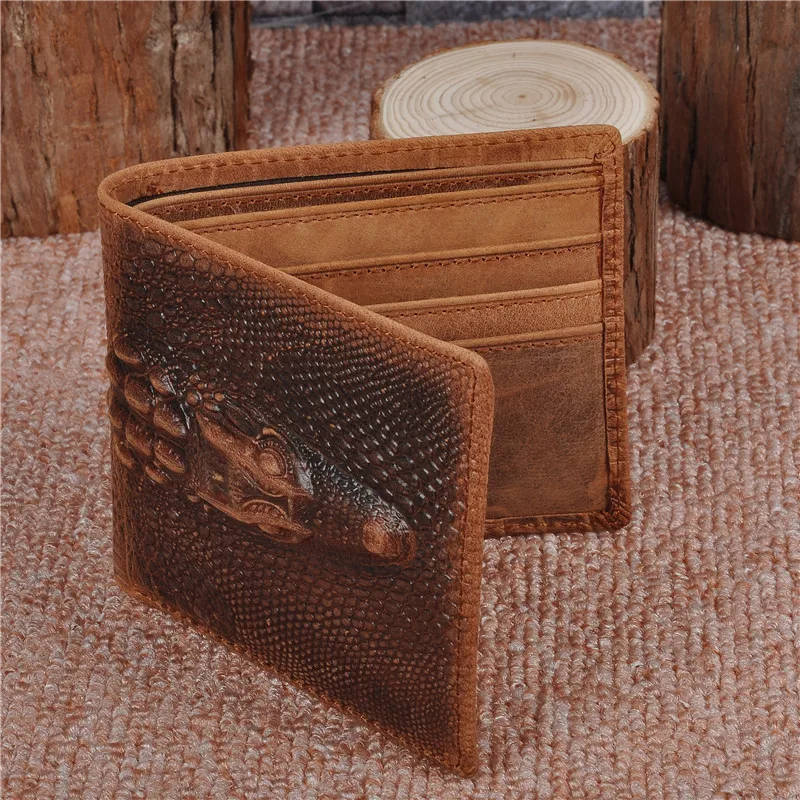 Genuine Leather Wallet for Men Bifold Mini Money Bags Short Purse Credit Card Holder Cash Coin Pocket Male Solid Standard Wallet 4