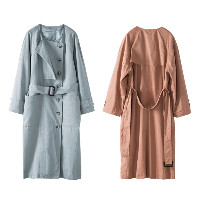 Женское пальто, длинное, непромокаемое, с регулируемой талией, на шнуровке, с карманами, хлопковая куртка, для отдыха, весна-осень, Элегантная куртка