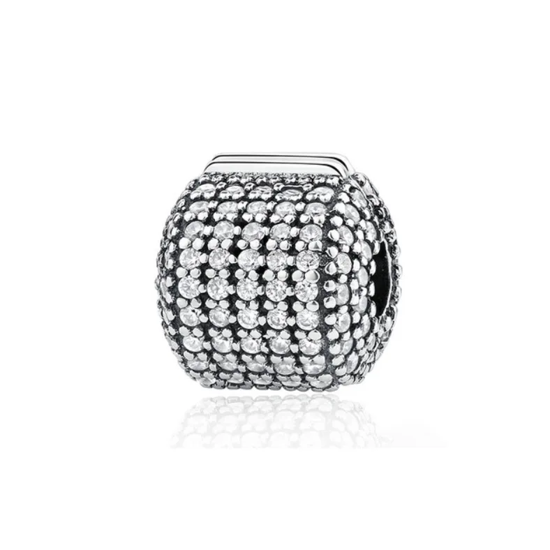 

925 Sterling Silver Love Heart Clips fit Original Pandora Bracelet Necklace For Women DIY Beads forJewelry Making