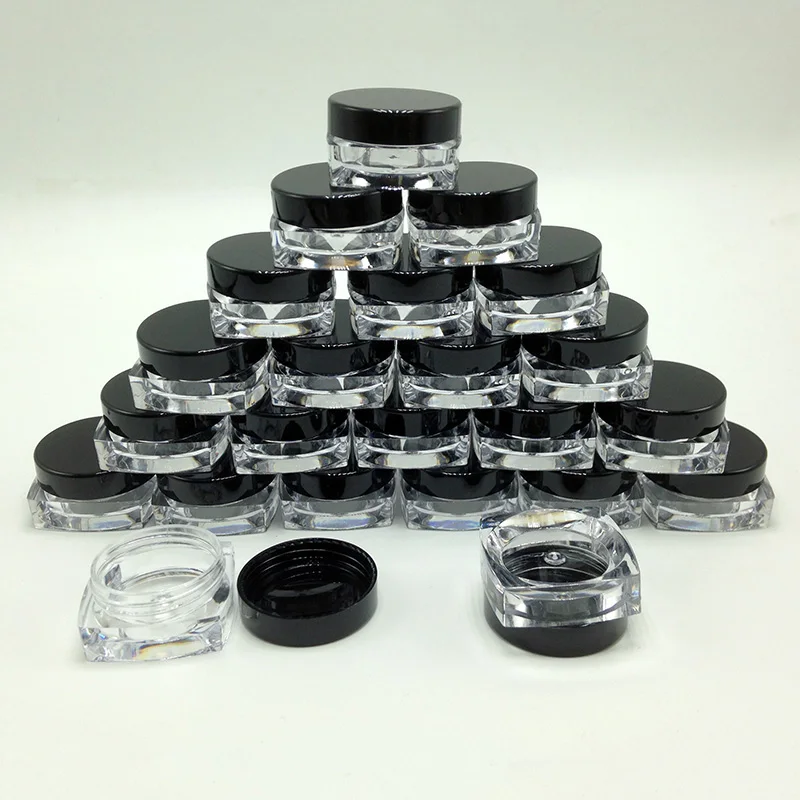 

Free shipping 50pcs small cosmetic empty jar Pot sample container 0.1oz 3g
