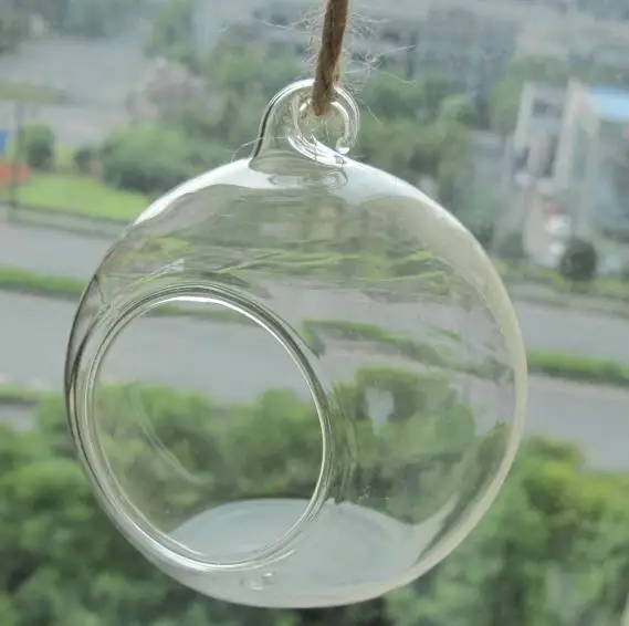 Wholesale Flat Bottom Hanging Glass Round Vase Terrarium Tea Candle