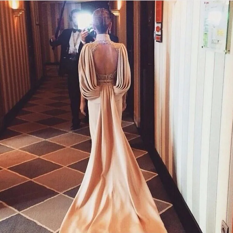 Special-Occasion-Designer-Inspired-Dress-Side-Slit-Open-Back-High-Neck-Court-Train-Vestidos-Celebridades-2015