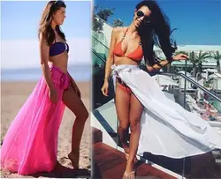 Для женщин пикантные шифоновые пляжные юбки пляж бикини повседневное Sexy Cover Up Шарф