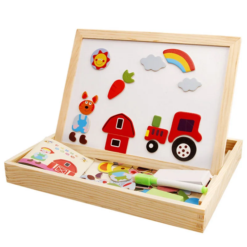 

New Arrival Toys Hobbies 1 Set Learning Education Puzzle Colorful English Numeral 2 Styles Wooden Magnetic Puzzle Drawing Board