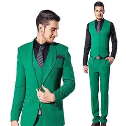 Новый StyleCustom Made Жених Смокинги формальный свадебный костюм дружки зеленый Для мужчин костюмы Slim Fit Жених Костюм (куртка + брюки + жилет +