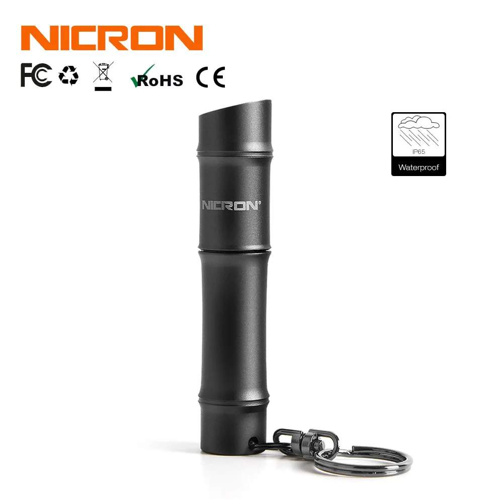 

NICRON Bamboo Micro Keychain Light 1xAAA Battery LED Flashlight 500CD Waterproof IP65 80LM Mini Lighting Torch For Gift etc K15