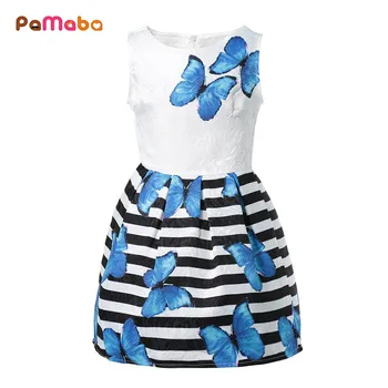 

PaMaBa Summer Violet Butterfly Print Children's Dress-up Soft A-Line Casual Dresses for Girls Soft Fashion Kids Clothing Vestido