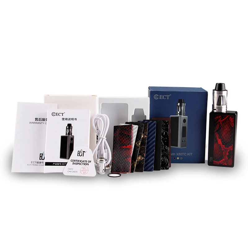 ECT Wealth X80TC бокс мод vape электронные сигареты регулируемый 1 80 Вт комплект 2 мл