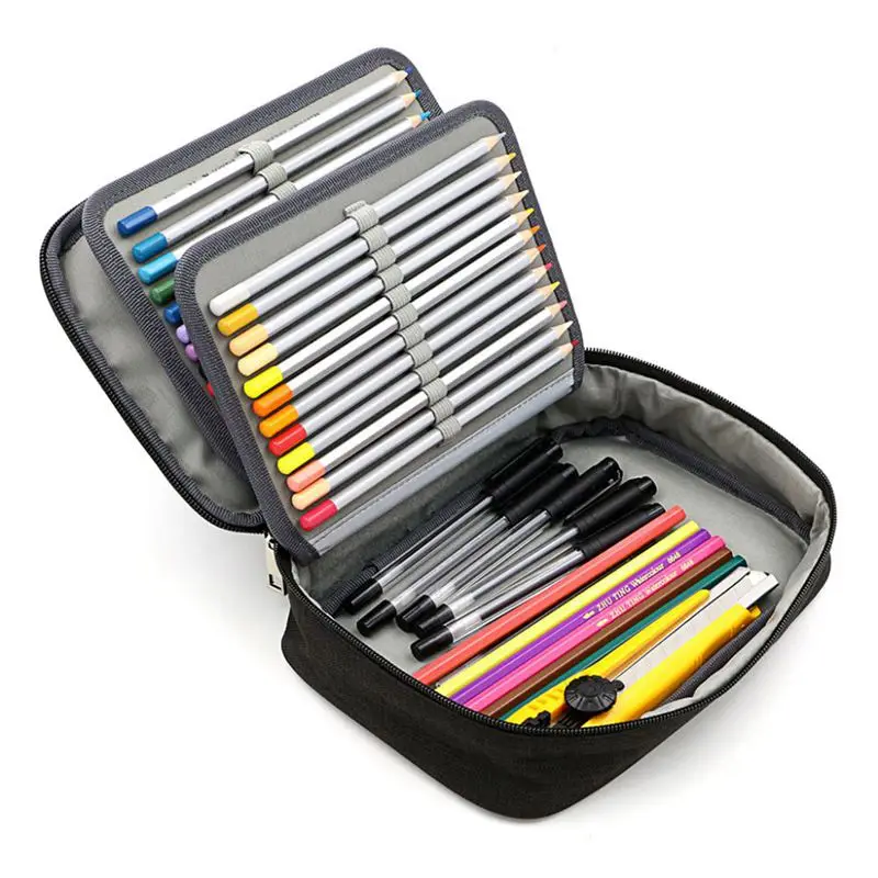 72 держателя для ручек, цветной чехол для карандашей, для школы, многофункциональный, вместительный, на молнии, сумка для карандашей, для студентов, товары для рукоделия