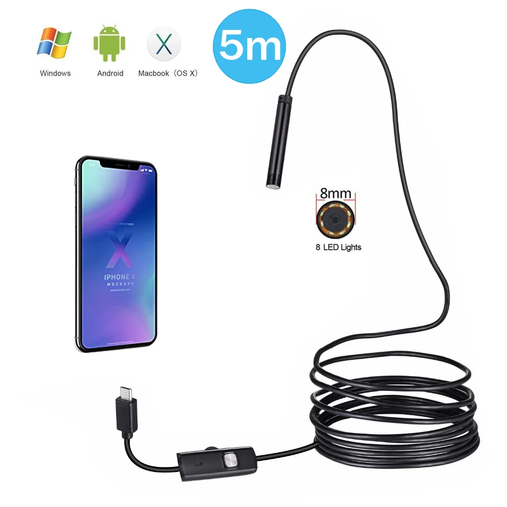 Эндоскопическая камера Android 1080P Full HD IP67 1920*1080 1 м 2 м 3,5 м 5 м микро USB камера для осмотра видео Змея бороскоп трубка