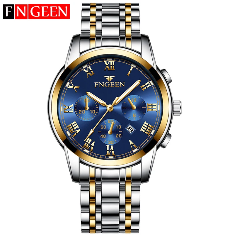 

FNGEEN Watches Men Sports Waterproof Date Analogue Quartz Men's Watches Chronograph Business Watches For Men Relogio Masculino