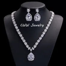 CWWZircons великолепные свадебные аксессуары роскошные африканские нигерийские большие грушевидные CZ свадебные ювелирные комплекты для невест T112