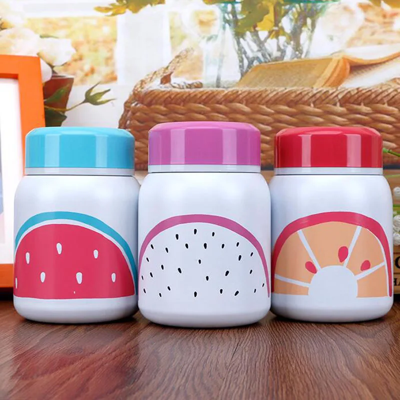 

350ml Stainless Steel Double Walled Insulated Thermos Cup Vacuum Flask Coffee Mug Fruits Design Drink Water Bottle Thermo Mug
