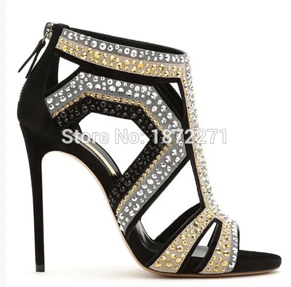 Hot fashion rivets women hollow out high heel gladiator sandals peep toe geometric sandal boots suede thin heels pumps Hot fashion rivets women hollow out high heel gladiator sandals peep toe geometric sandal boots suede thin heels pumps