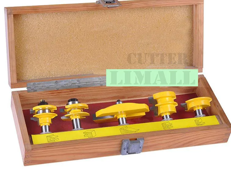 

5pcs Roman ogee rail and stile bits raised panel reversible glue draw lock bits woodworking Tshaped Milling cutter