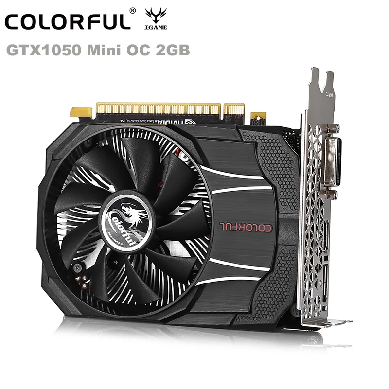 Оригинальный красочный GTX1050 мини OC 2 ГБ игровой Графика карты 7000 мГц 128bit GDDR5 14nm с