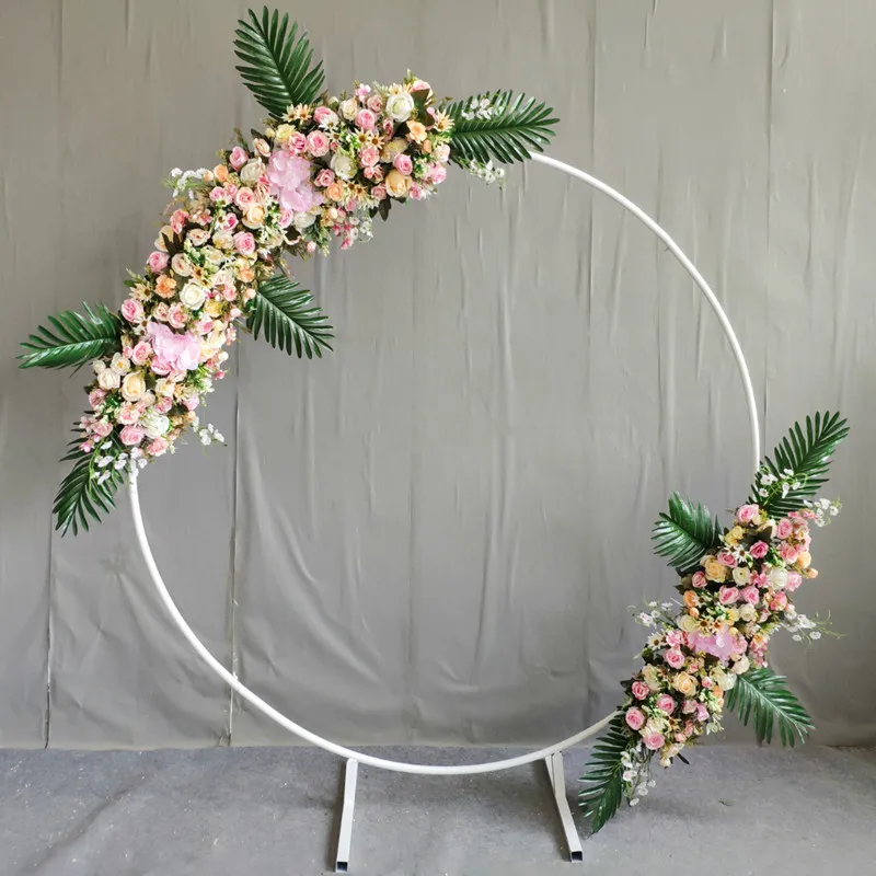 New fashion Upscale Wedding Centerpieces gold Ring Arch with Flower Set