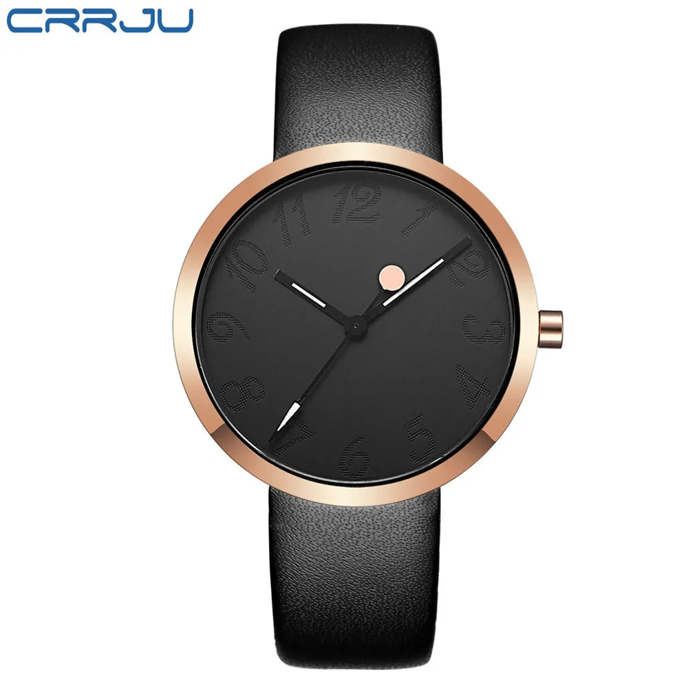 

CRRJU Women's Leather Strap Quartz Watches Fashion Formal Analog Japan Movement Waterproof Ladies Dress Watch Clock reloj mujer