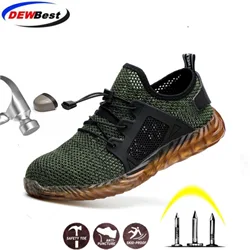 DEWBEST – chaussures de sécurité en maille respirante pour hommes, baskets légères à bout en acier Indestructible, bottes de travail souples Anti perçage, grande taille, nouvelle collection 