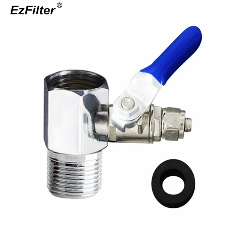 

Water Purifier Faucet Tee Inlet Metal Ball Valve 1/4" OD Tube to 1/2" Male Thread RO Adapter Fittings