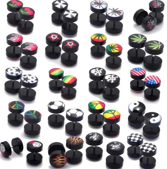 

1pair 10MM Acrylic Fake Cheater Plug Taper Tunnels Ear Stud Extender Stretcher