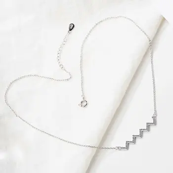 

S925 silver wave electrocardiogram clavicle chain version of simple sen chain necklace temperament personality short pendant