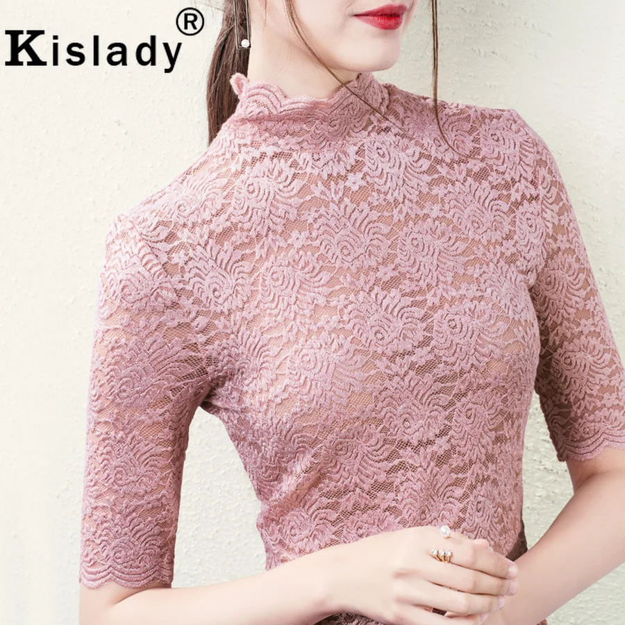 Kislady прозрачные сексуальные рубашки с низом модные кружевные ажурные сетчатые
