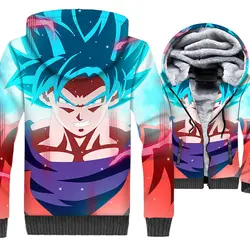 Япония Аниме Dragon Ball 3D толстовки для мужчин Супер Saiyan Толстовка Harajuku пальто 2018 Hipster зима толстый флис Вегета крутая куртка