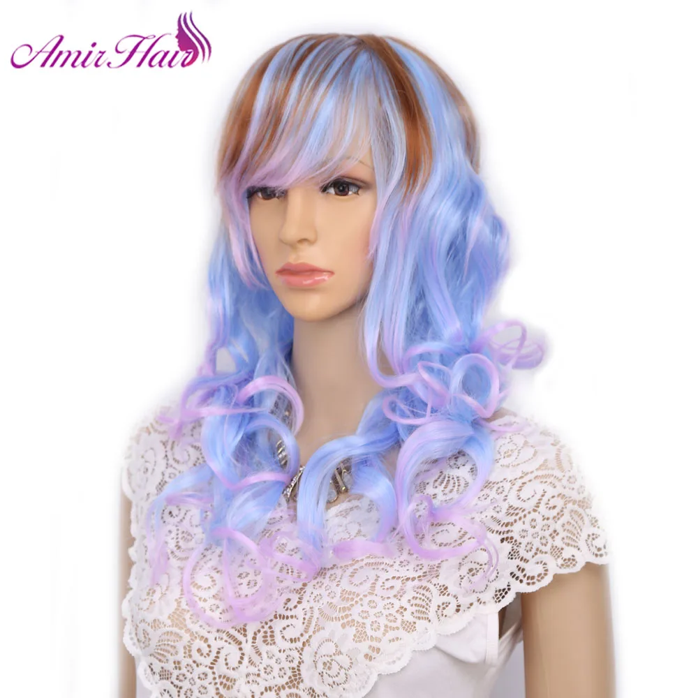 Амир Косплей Белый парик для женщин леди девушка пышный парик длинный кудрявый прямой фиолетовый розовый блондин синий цвета для косплея парики